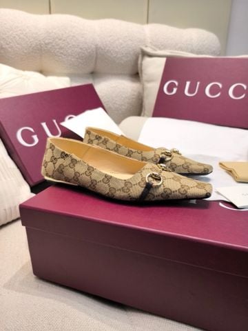 GIÀY BỆT NỮ GC VITTORIA BALLERINA GG CANVAS HORSEBIT MŨI THON THANH LỊCH