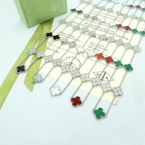 Vòng cổ nữ Van* Cleef* 20 hoa – Full mã não & moissanite, mạ vàng