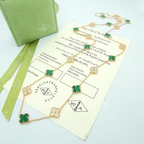 Vòng cổ nữ Van* Cleef* 20 hoa – Full mã não & moissanite, mạ vàng