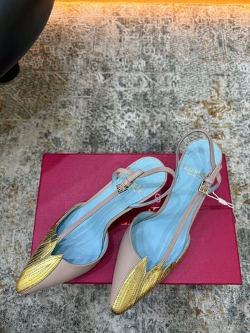 GIÀY CAO GÓT SLINGBACK NỮ V L T N GARAVANI MŨI NHỌN PHỐI CHI TIẾT ÁNH KIM