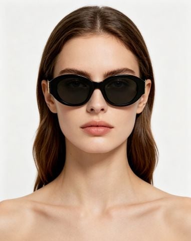 KÍNH MẮT NỮ BALENCIAG* DÁNG OVAL RETRO GỌNG BẢN DÀY LOGO KIM LOẠI BB0507SK