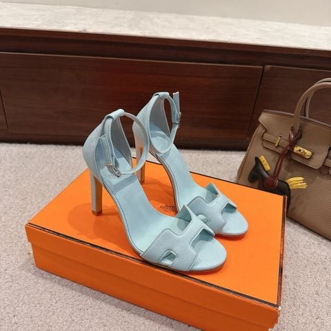 SANDAL CAO GÓT NỮ HM DÁNG SANTORINI H-CUT OUT DA EPSOM THƯỢNG HẠNG 3 CHIỀU CAO
