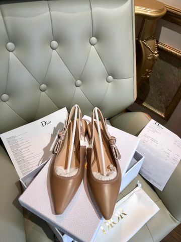 GIÀY NỮ DIOR SLINGBACK MŨI NHỌN MACRAMÉ MÀU BE — 3 ĐỘ CAO GÓT