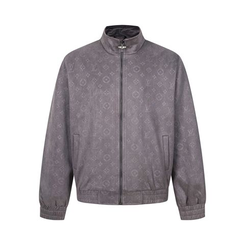 ÁO KHOÁC UNISEX L V MONOGRAM DẬP NỔI DA LỘN – CỔ DỰNG ZIP SANG GỌN