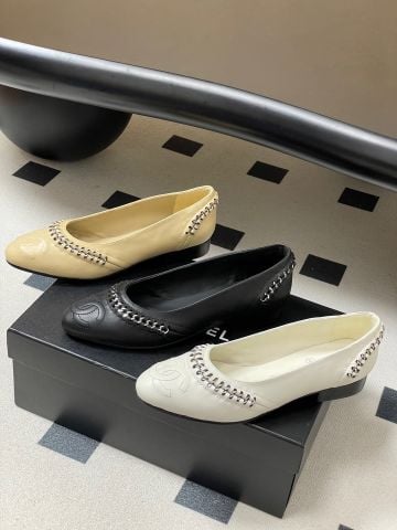 GIÀY BÚP BÊ NỮ CN THÊU DOUBLE C PHỐI VIỀN XÍCH THANH LỊCH