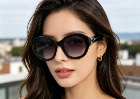 KÍNH MẮT NỮ CN DÁNG OVAL BO TRÒN GỌNG ACETATE PHỐI CÀNG KIM LOẠI SANG TRỌNG