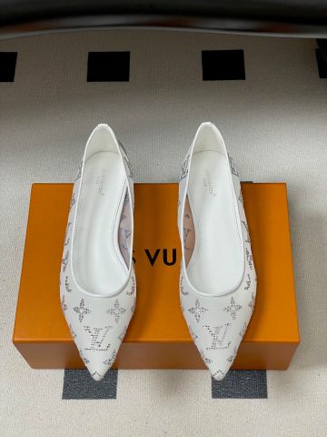 GIÀY BÚP BÊ NỮ L V LƯỚI ĐÍNH ĐÁ MONOGRAM MŨI NHỌN