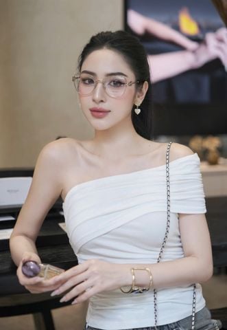 KÍNH MẮT NỮ MM DÁNG ĐA GIÁC GỌNG KIM LOẠI MẢNH LOGO CÀNG KÍNH SANG TRỌNG