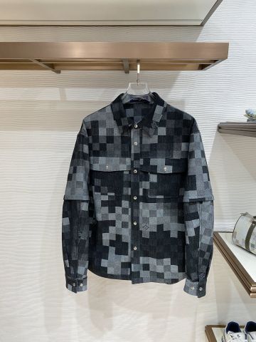 ÁO KHOÁC NAM L V DENIM HOẠ TIẾT PIXEL ĐỘC BẢN TAY THÁO RỜI 2-IN-1