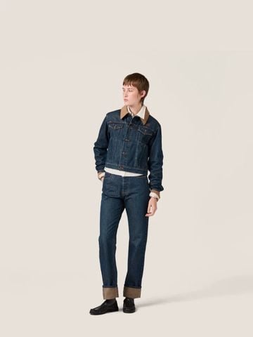 SET ÁO KHOÁC + QUẦN JEANS UNISEX MM CỔ PHỐI TƯƠNG PHẢN