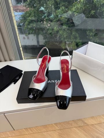 GIÀY NỮ C N SLINGBACK MŨI VUÔNG CAP-TOE DA CỪU ÁNH KIM PHỐI DA BÊ BÓNG
