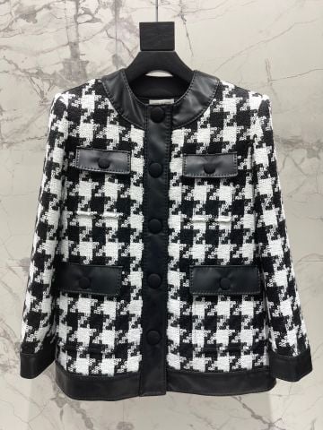 SET ÁO KHOÁC + CHÂN VÁY NỮ SL HOẠ TIẾT HOUNDSTOOTH VIỀN DA SẮC NÉT