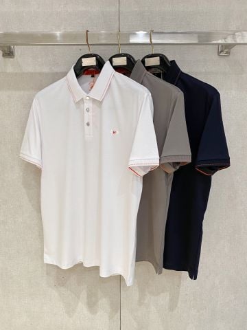 ÁO POLO NAM H M 100% COTTON TÂN CƯƠNG DỆT PIQUÉ CỔ DỆT GÂN THÊU H TINH TẾ
