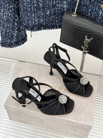 SANDAL CAO GÓT NỮ JC LƯỚI PHA LÊ ĐÍNH CẦU ĐÁ LẤP LÁNH QUAI MẢNH KIÊU SA
