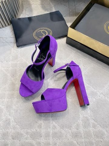 SANDAL CAO GÓT NỮ LBT DÒNG PLATFORM GÓT VUÔNG 13CM ĐẾ 5CM PHỦ DA BÊ LỘN MỊN SANG TRỌNG