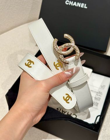 THẮT LƯNG NỮ CN  KHÓA CC ĐÍNH ĐÁ – DA TRẮNG*