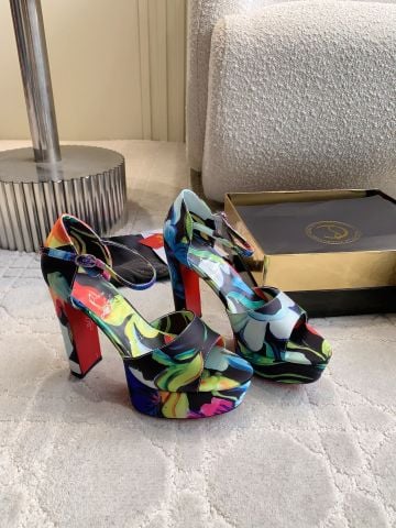 SANDAL CAO GÓT NỮ LBT DÁNG PLATFORM HỌA TIẾT NGHỆ THUẬT GÓT 13CM ĐẾ 5CM