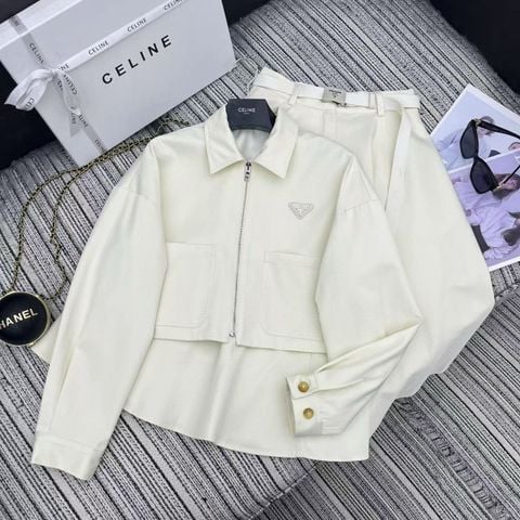 Set váy xếp ly + áo khoác croptop