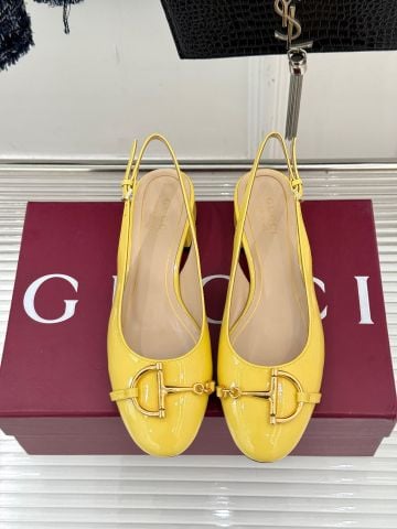 GIÀY SANDAL  GC KHÓA HORSEBIT “LỚN–NHỎ ” – DÁNG SLINGBACK MŨI TRÒN DA BÓNG SANG CHẢNH