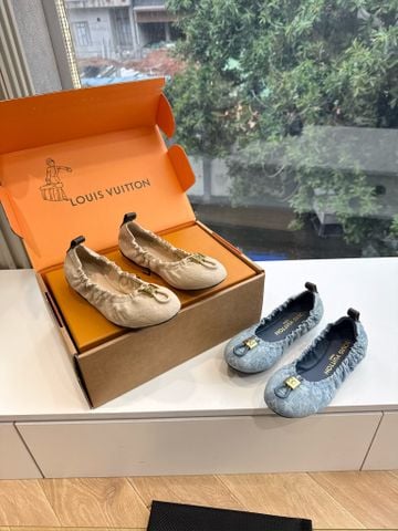 GIÀY BỆT NỮ L V NOLITA – PHOM BALLET MỀM MẠI, DENIM DỆT HỌA TIẾT