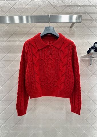 ÁO LEN NỮ CELIN CỔ POLO NỬA KHUY – DÁNG NGẮN TÔN EO, HỌA TIẾT ĐAN NỔI SANG TINH TẾ