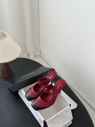 GIÀY CAO GÓT NỮ C N MARY JANE CAP TOE PHỐI MŨI ĐEN BÓNG THANH LỊCH