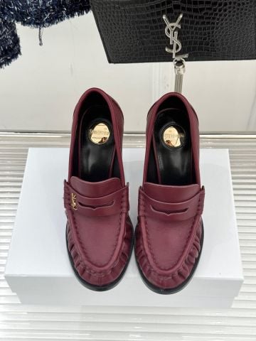 GIÀY LOAFER CAO GÓT NỮ YSL LOGO MINI TINH GIẢN – FORM MŨI HẠNH NHÂN – GÓT 10.5CM