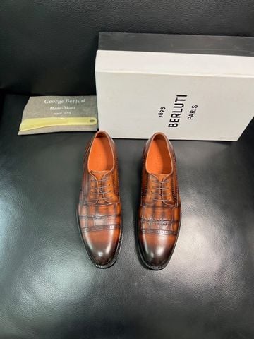 GIÀY TÂY NAM BLT OXFORD CAP-TOE DA VÂN CÁ SẤU LOANG PATINA, PHOM ĐỨNG CHUẨN QUÝ ÔNG
