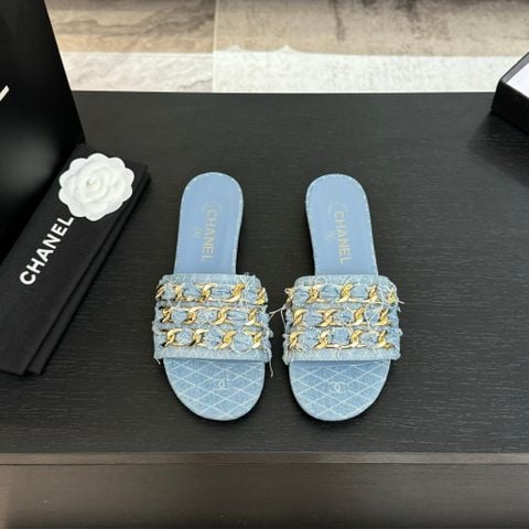 Dép nữ CHNEL* đế phẳng quai mắt xích