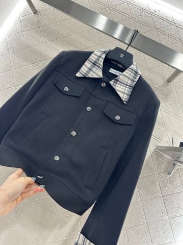 ÁO KHOÁC NỮ DIO* CỔ BẺ PHỐI CARO, PHOM ĐỨNG CHUẨN