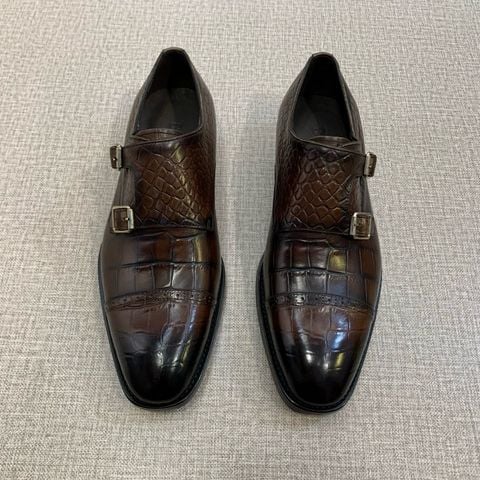 Giày nam Berlut*i – Double Monk Patina Cá Sấu