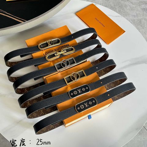 THẮT LƯNG NỮ L*V  KHÓA KIM LOẠI SANG TRỌNG 2 MẶT MONOGRAM – ĐEN TRƠN