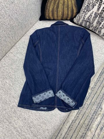 Áo khoác vest L*V nam nữ Denim Blazer Học viện 25SS