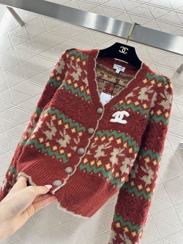 ÁO KHOÁC LEN NỮ CN HOẠ TIẾT JACQUARD SIGNATURE – LOGO ĐÔI C NỔI BẬT