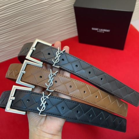 THẮT LƯNG NỮ YSL*  DA NÂU HỌA TIẾT KHÂU CARO LOGO THANH LỊCH