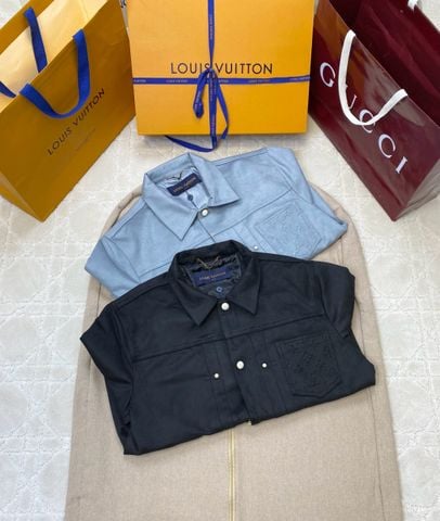 Áo khoác nam L*V  da lộn dập monogram cao cấp