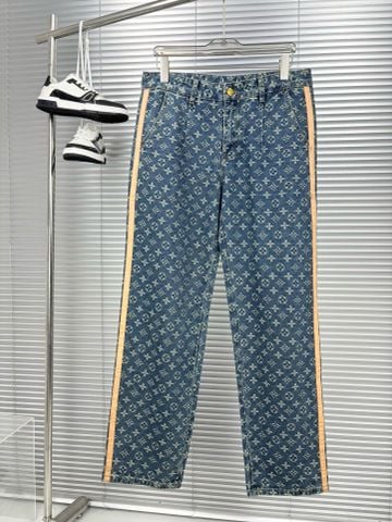 Quần jean nam LV* monogram all-over họa tiết