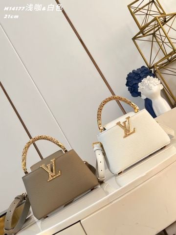 TÚI XÁCH NỮ L V CAPUCINES MINI EXCEPTIONALS – QUAI FLOWER CROWN ĐÍNH ĐÁ LẤP LÁNH, BIỂU TƯỢNG CHỮ CÁI NỔI BẬT