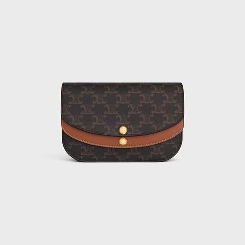 TÚI ĐEO CHÉO NỮ CLN DUO WALLET ON STRAP TRIOMPHE CANVAS PHỐI DA BÊ
