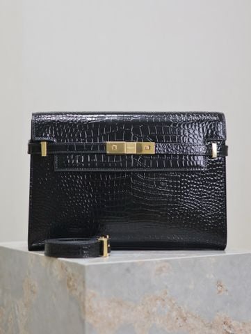 TÚI XÁCH NỮ YSL*  MANHATTAN 29CM – VÂN CÁ SẤU KHÓA VÀNG