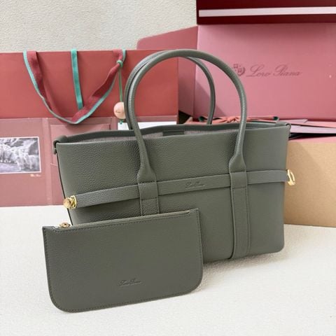 TÚI XÁCH NỮ LP* GHIERA SHOPPER – DA HẠT CAO CẤP, VÒNG GHIERA VÀNG, MÀU XANH RÊU