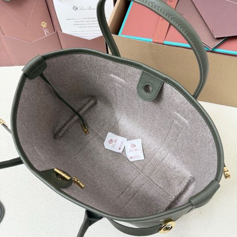 TÚI XÁCH NỮ LP* GHIERA SHOPPER – DA HẠT CAO CẤP, VÒNG GHIERA VÀNG, MÀU XANH RÊU