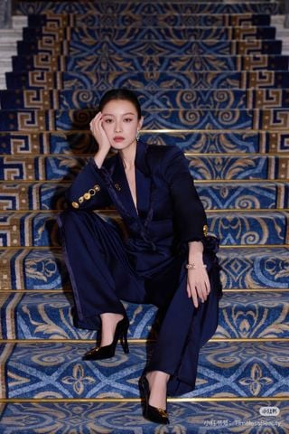 ÁO BLAZER NỮ SCH – XANH NAVY, VIỀN TUA COUTURE, NÚT LỆCH VÀNG