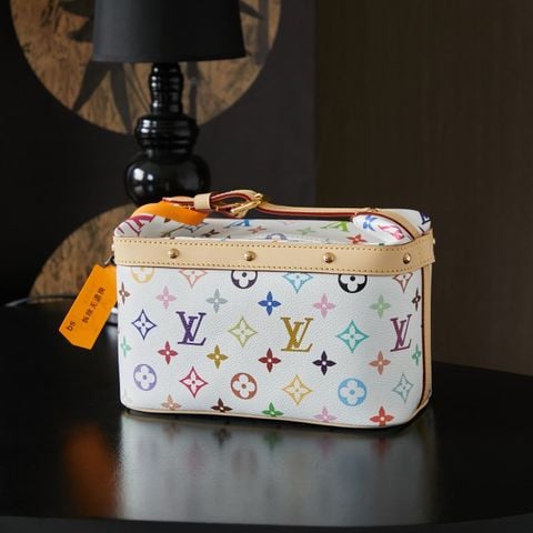 TÚI XÁCH NỮ L V VANITY DÁNG HỘP MINI MONOGRAM MULTICOLOR VIỀN DA BÒ CAO CẤP