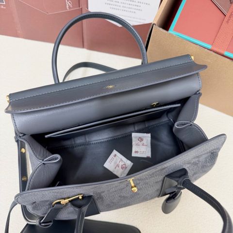 TÚI XÁCH NỮ LP* LOOM PHỐI DA LỲ/DA LỘN – XANH XÁM THANH LỊCH