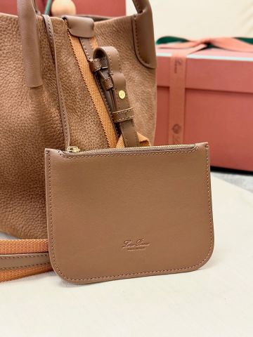 TÚI XÁCH NỮ LP BALE SMALL DA BÊ VÂN HẠT PHOM BUCKET MỀM DÂY CANVAS PHỐI DA