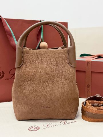 TÚI XÁCH NỮ LP BALE SMALL DA BÊ VÂN HẠT PHOM BUCKET MỀM DÂY CANVAS PHỐI DA