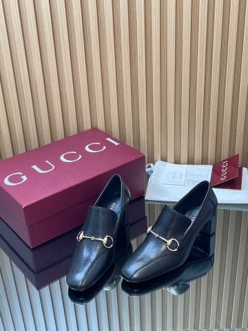 GIÀY LOAFER CAO GÓT NỮ GC GALLERIA GG CANVAS PHỐI KHÓA HORSEBIT GÓT 6CM