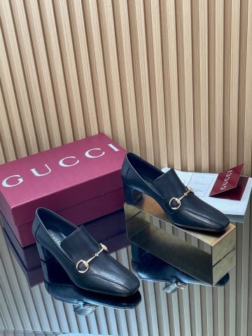 GIÀY LOAFER CAO GÓT NỮ GC GALLERIA GG CANVAS PHỐI KHÓA HORSEBIT GÓT 6CM