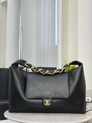 TÚI HOBO NỮ CN PHIÊN BẢN 25K QUAI XÍCH BẢN LỚN – NẮP GẬP CHẦN TRÁM ĐẲNG CẤP